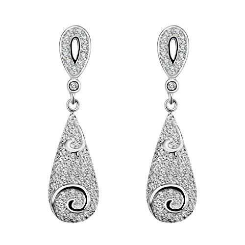 BiBeary Damen Anhänger Tropfen Ohrringe für Damen Vintage Retro 925 Sterling Silber Zirkonia Horn Stil CZ elegant von BiBeary