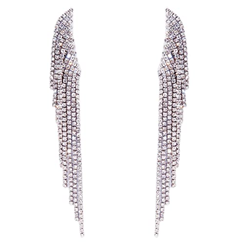 BiBeary Quasten Anhänger Damen Ohrringe Engelsflügel Wave Statement Kristall Vintage Stil Art Deco Abschlussball Party von BiBeary