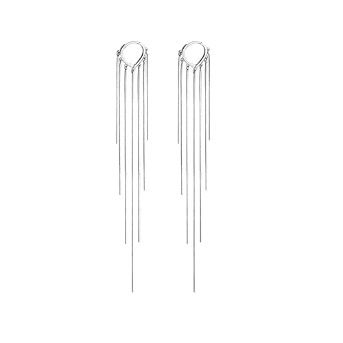 BiBeary Quasten Anhänger Ohrringe Damen Ohrhänger Ohrringe Hängend Tropfen Bohemien Quadrat Fringe Chain Party 925 Sterling Silber Stecker von BiBeary