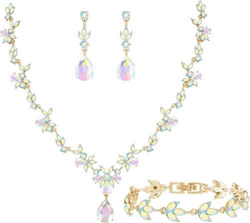BiBeary Schmuck Set Braut Damen Blatt Blume Hochzeit Statement Halskette Ohrhänger Ohrringe Set Party Abschlussball BiBeary Schmuck Set Braut Damen Blatt Blume Hochzeit Statement Halskette Ohrhänger Ohrringe Set Party Abschlussball von BiBeary