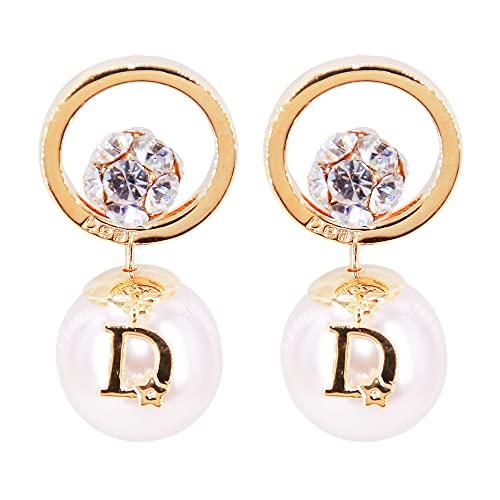 BiBeary Simulierte Perle hängend Damen Ohrringe Rund Cubic Zirkonia Vintage Stil Art Deco Abschlussball Party von BiBeary