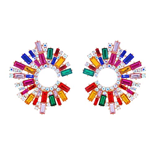 BiBeary Statement Ohrringe Damen Round Mode Bohemien Pave Kristall Mode Abschlussball Party Festzug von BiBeary