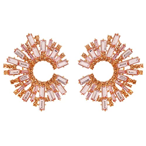 BiBeary Statement Ohrringe Damen Round Mode Bohemien Pave Kristall Mode Abschlussball Party Festzug von BiBeary