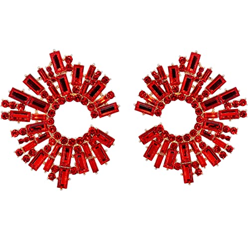 BiBeary Statement Ohrringe Damen Round Mode Bohemien Pave Kristall Mode Abschlussball Party Festzug von BiBeary