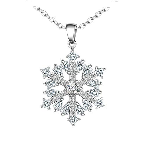 Bibeary Sterling Silber 925 Schneeflocke Halskette Zirkonia Pendant Anhänger Kette Stil 3 von BiBeary