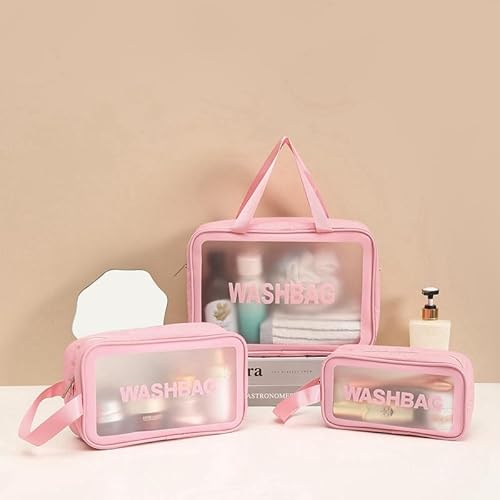 3pcs Frauen Kulturbeutel Große Kapazität PVC Transparente Kulturaufbewahrung Reise Aufbewahrungstasche Weibliche Tasche von BiDoga