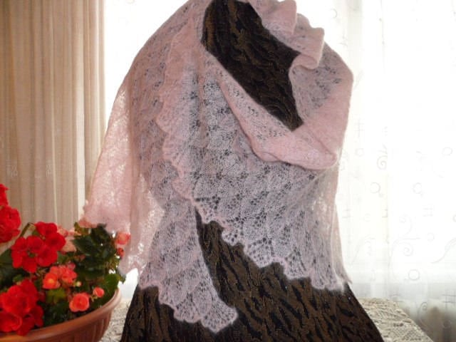 Rose Mohair Schal Kid - Seide Strick Geschenk-Idee von BiModen