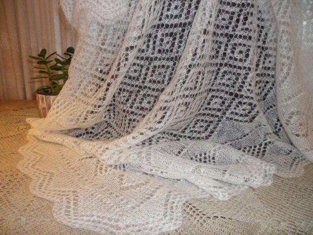 Weiße Mohair Schal Kid - Seide Strick Geschenk-Idee von BiModen