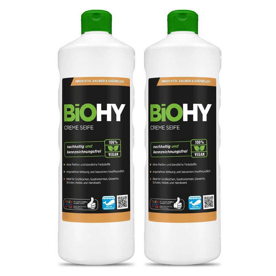 BiOHY Feuchtigkeitscreme Creme Seife 2er Pack (2 x 1 Liter Flasche), 2-tlg. von BiOHY