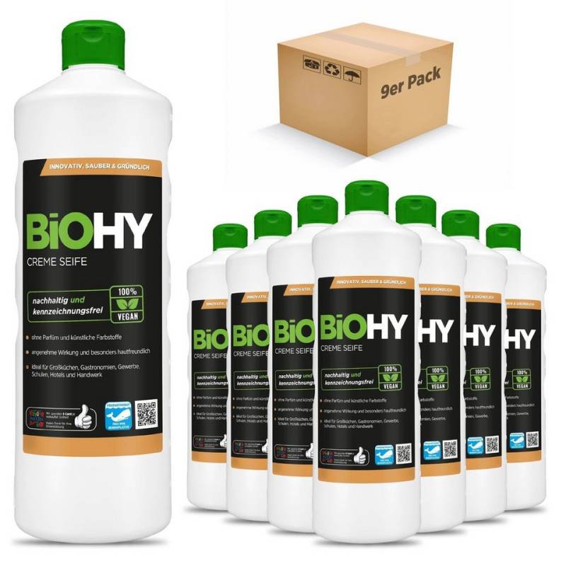 BiOHY Feuchtigkeitscreme Creme Seife 9er Pack (9 x 1 Liter Flasche), 9-tlg. von BiOHY