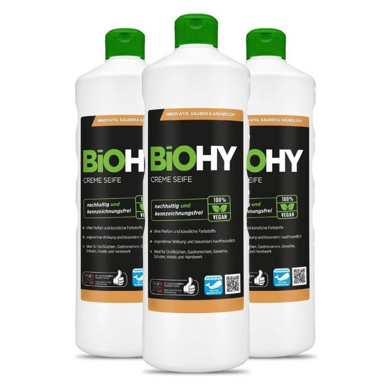 BiOHY Feuchtigkeitscreme Creme Seife 3er Pack (3 x 1 Liter Flasche), 3-tlg. von BiOHY