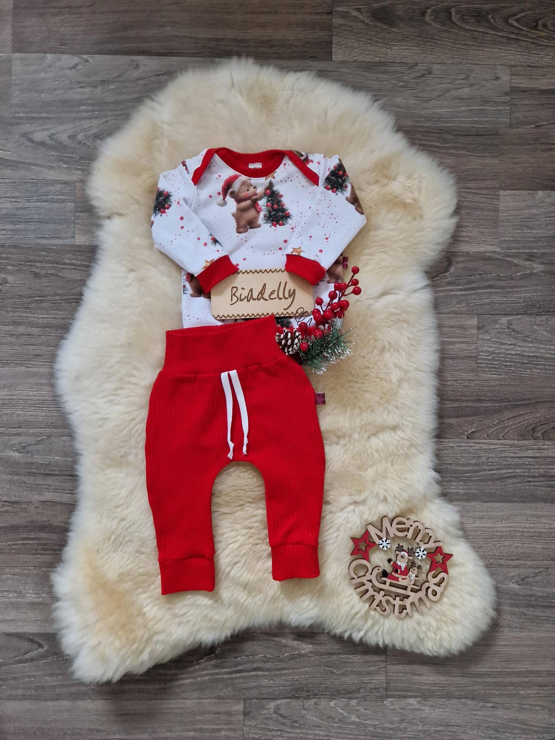 Babyset Weihnachtsbär Aus Waffeljersey Oder Frenchterry von Biadelly