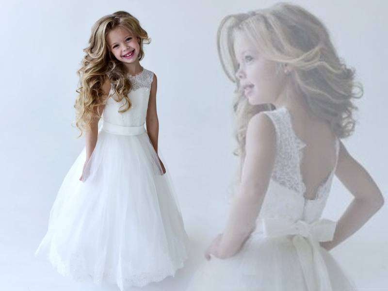 Elfenbein Blumenmädchen Kleid Bodenlang Mädchen Ballkleid Tutu Tüllkleid Weihnachtskleid Spitzenkleid von BiaggiBoutique