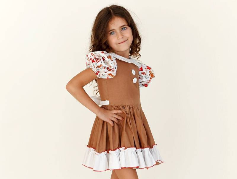 Lebkuchen Mädchen Weihnachtskleid - Kleid Für Festliche Mädchenkleidung Erste Weihnachten Kleinkind Festliches Outfit von BiaggiBoutique
