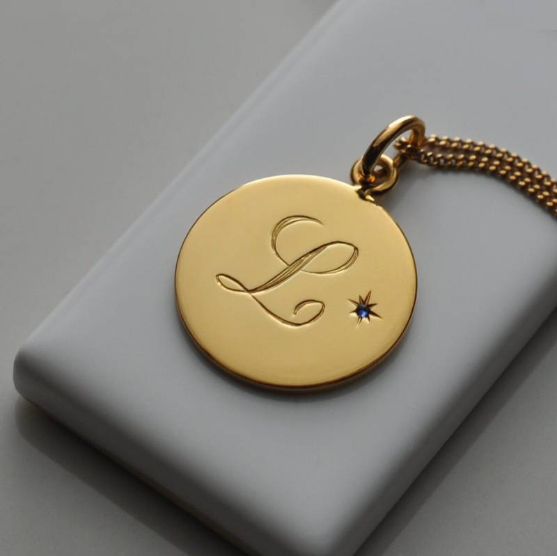 Dezember Geburtsstein Initial Halskette in 18 Karat Gelbgold Vermeil von BiancaJonesJewellery