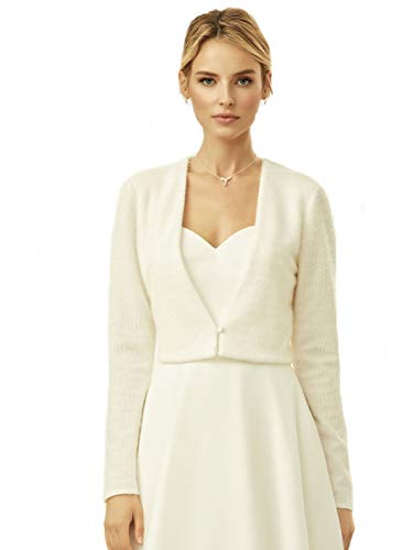 Bianco Evento Damen Bolero mit Kashmir-Effekt Brautjacke Jacke Langarm Langarmjacke Brautbolero Bolero Hochzeit Winter Cape Ivory NEU Cape (as3, Numeric, Numeric_44, Regular, Regular) von Bianco Evento