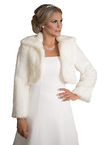 Bianco Evento Brautjacke Bolero Cape Poncho Fell Pelz Bolero Stola Kunstpelz Ivory Creme Jacke Brautbolero Ivory Winterjacke (as3, numeric, numeric_38, regular, regular) von Bianco Evento