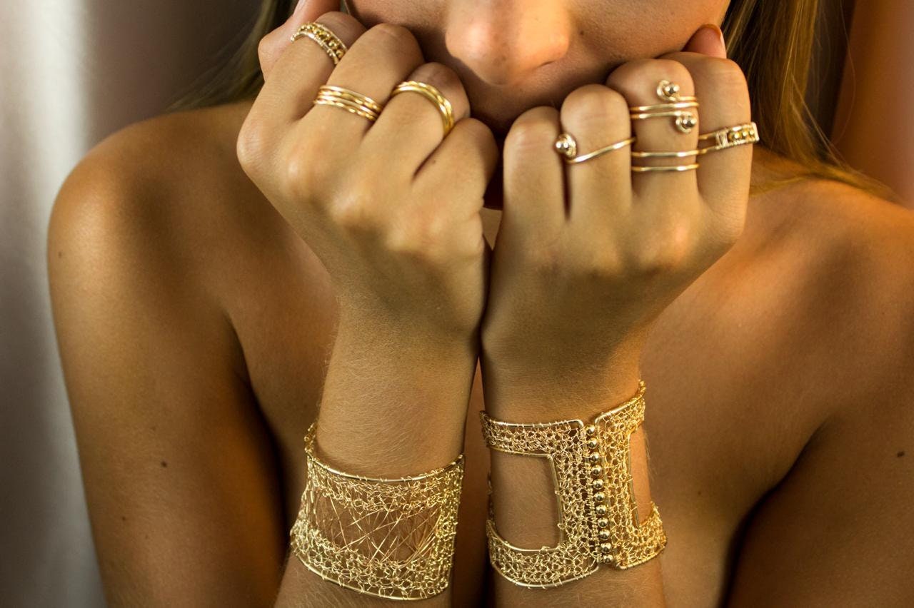 Handgemachtes Verstellbares Armband Aus Vergoldetem Draht/Elegantes Für Frauen/Draht Häkeln/Geschenk Sie von BianhiJewelry