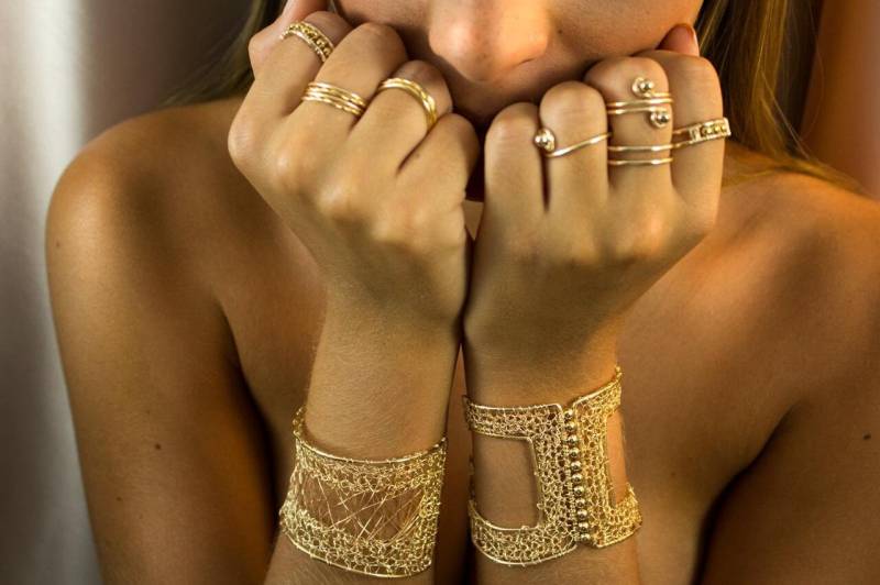 Handgemachtes Verstellbares Armband Aus Vergoldetem Draht/Elegantes Für Frauen/Draht Häkeln/Geschenk Sie von BianhiJewelry