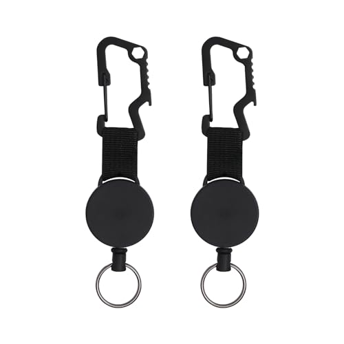 BiaoGan Schlüsselanhänger Ausziehbar,2 Stücke SchlüSselband Ausziehbar mit Multitool Karabiner,SchlüSselband Ausziehbar Ausweis JoJo mit 60cm Ausziehbar Stahlseil von BiaoGan