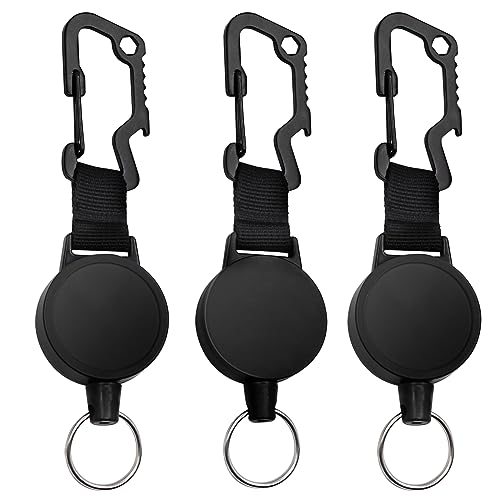 BiaoGan Schlüsselanhänger Ausziehbar,3 Stücke SchlüSselband Ausziehbar mit Multitool Karabiner,SchlüSselband Ausziehbar Ausweis JoJo mit 60cm Ausziehbar Stahlseil von BiaoGan