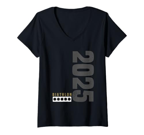 Damen Biathlet 2025 Vintage Schießstand Fanartikel Anlage Biathlon T-Shirt mit V-Ausschnitt Damen Biathlet 2025 Vintage Schießstand Fanartikel Anlage Biathlon T-Shirt mit V-Ausschnitt von Biathlon Anlage und Biathlet Geschenk