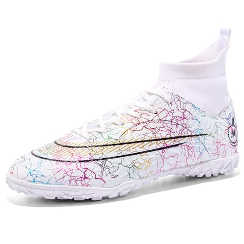 Biayphyne Fussballschuhe Kinder Kunstrasen Turf Fußballschuhe Hallenschuhe Für Jungen Mädchen AG TF Trainingsschuhe (068 Weiß TF 32) von Biayphyne