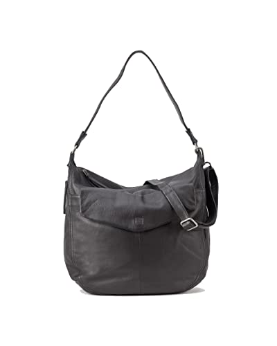 Biba Tasche für Damen aus echtem Leder, Schultertasche Leather Jersey X JEX5L, Kurzer und langer Griff, Reißverschluss, Echtes Rindsleder, Schwarz Farbe von Biba