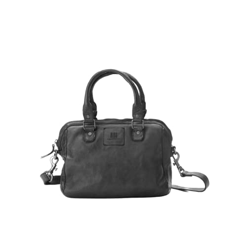 Biba Tasche für Damen aus echtem Leder, Handtasche Heritage Boston BT1, Kurzer und langer Griff, Reißverschluss, Echtes Rindsleder, Schwarz Farbe von Biba