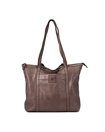 Biba Tasche für Damen aus echtem Leder, Schultertasche Heritage Boston BT19, Kurzer und langer Griff, Reißverschluss, Echtes Rindsleder, Dunkelbraun Farbe von Biba