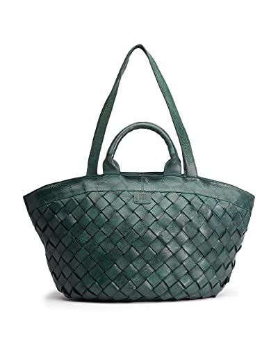 Biba Tasche für Damen aus echtem Leder, Schultertasche Heritage Lewisburg LEI1L, Kurzer und langer Griff, Reißverschluss, Echtes Rindsleder, Grüne Farbe von Biba