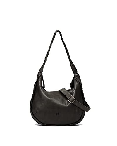 Biba Tasche für Damen aus echtem Leder, Schultertasche Heritage Somerset SOM2L, Kurzer und langer Griff, Reißverschluss, Echtes Rindsleder, Schwarz Farbe von Biba