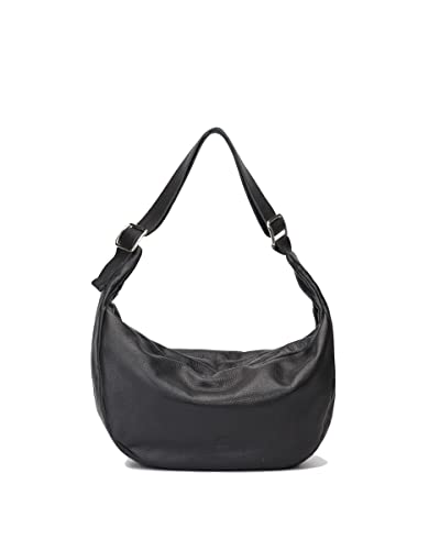 Biba Tasche für Damen aus echtem Leder, Schultertasche Leather Bowie BOI1L, Kurzer Griff, Reißverschluss, Echtes Rindsleder, Schwarz Farbe von Biba