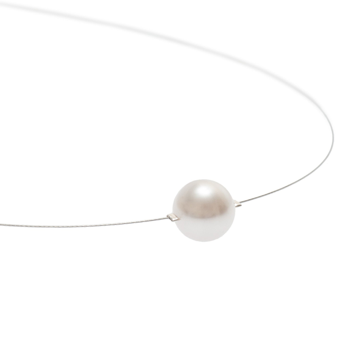 Swarovski Crystal Pearl Floating-Kette Illusion Wire, Brautschmuck von BibaAndRoseJewellery