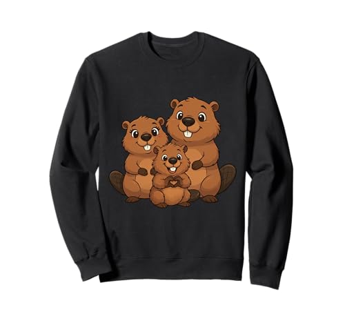 Biber mit Familie | Süßer Biber mit Mama & Papa Sweatshirt Biber mit Familie | Süßer Biber mit Mama & Papa Sweatshirt von Biber Designer Designs