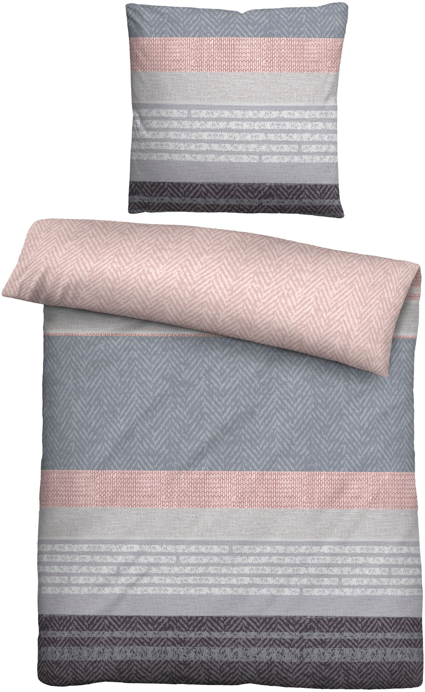 Biberna Bettwäsche "0004104" 2 Stk. tlg. wohlig warm + weich, pflegeleicht, 100% Baumwolle, Reißverschluss von Biberna