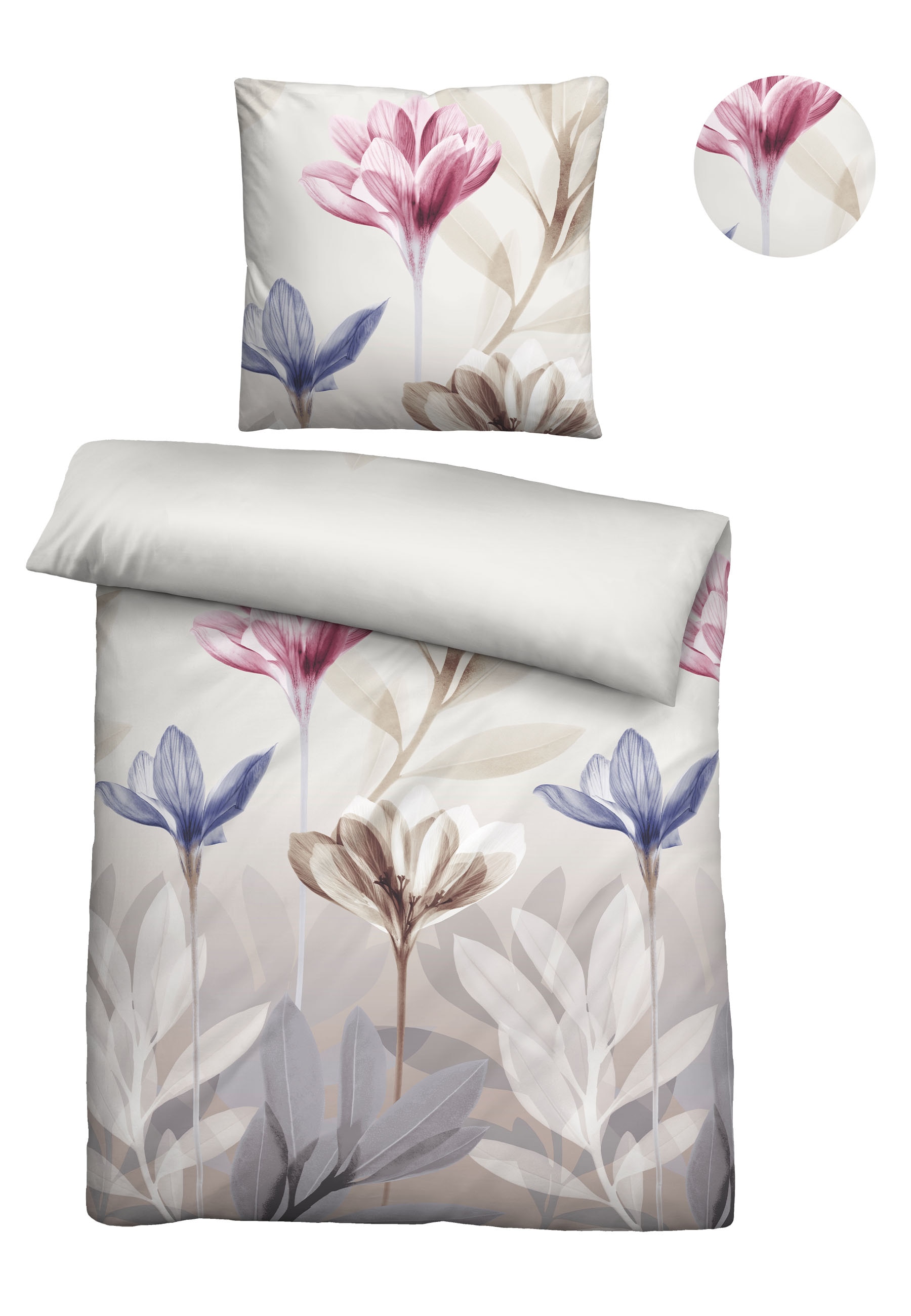 Biberna Bettwäsche "0025008" 2 Stk. tlg. absolut bügelfrei, 100% Baumwolle, mit Reißverschluss, ganzjährig von Biberna