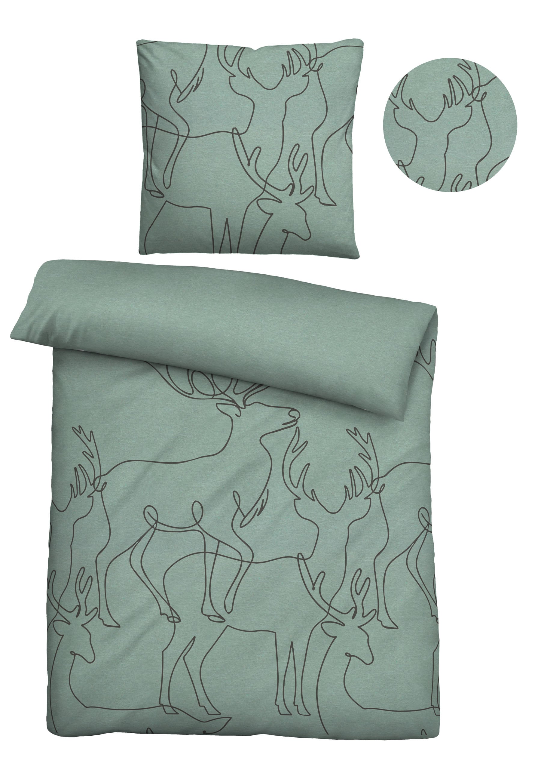 Biberna Bettwäsche "0840517" 2 Stk. tlg. kuschelig warm, samtweich, Melange, 100% Baumwolle, made in Germany von Biberna