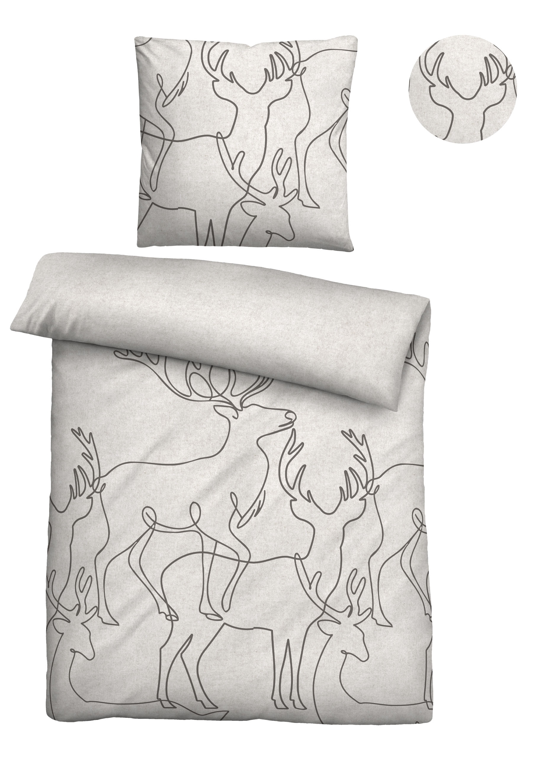 Biberna Bettwäsche "0840517" 2 Stk. tlg. kuschelig warm, samtweich, Melange, 100% Baumwolle, made in Germany von Biberna