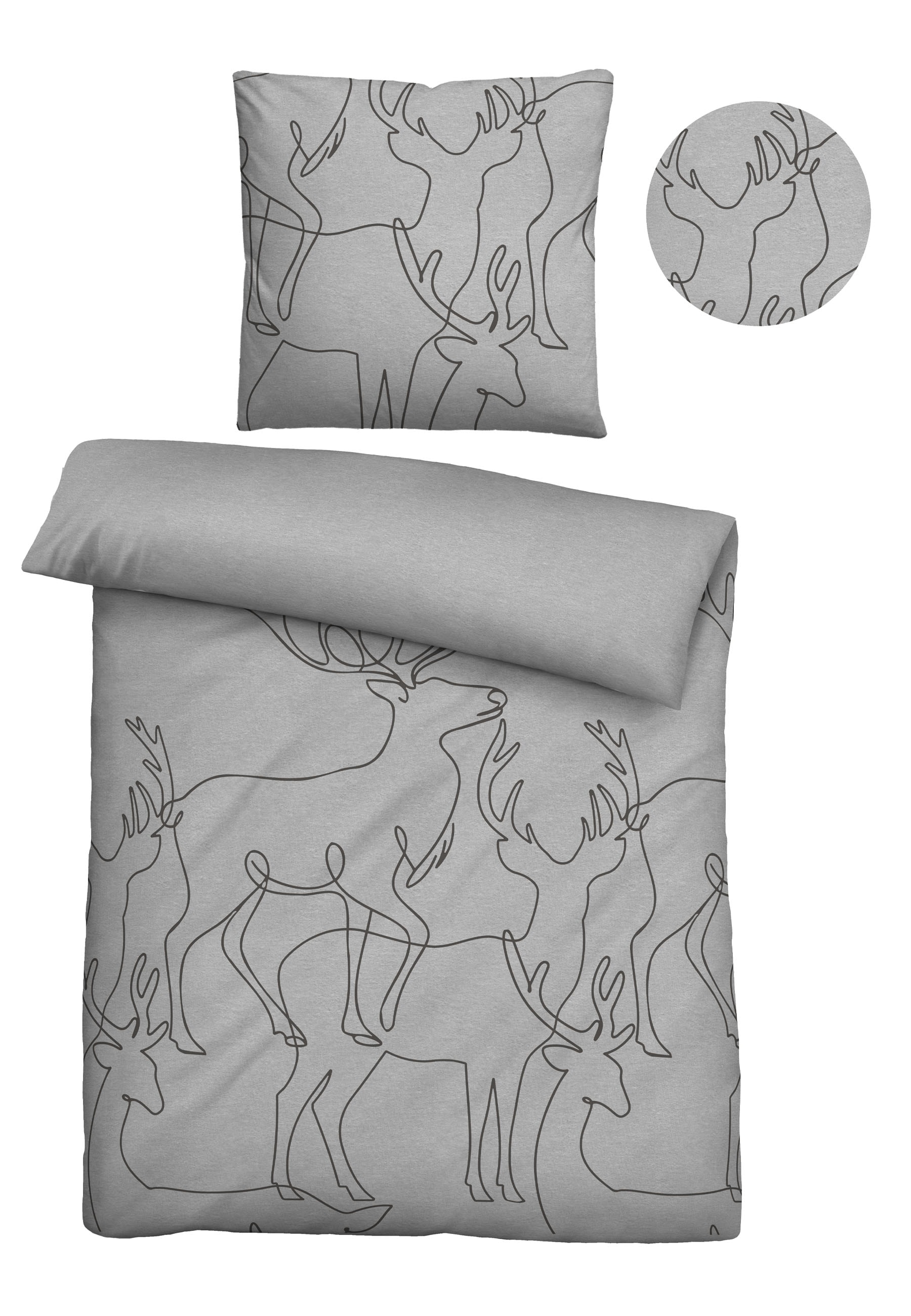 Biberna Bettwäsche "0840517" 2 Stk. tlg. kuschelig warm, samtweich, Melange, 100% Baumwolle, made in Germany von Biberna