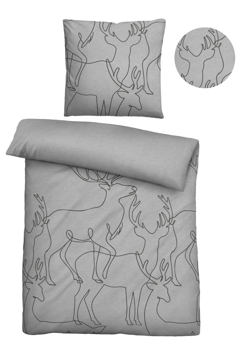 Biberna Bettwäsche "0840517" 2 Stk. tlg. kuschelig warm, samtweich, Melange, 100% Baumwolle, made in Germany von Biberna