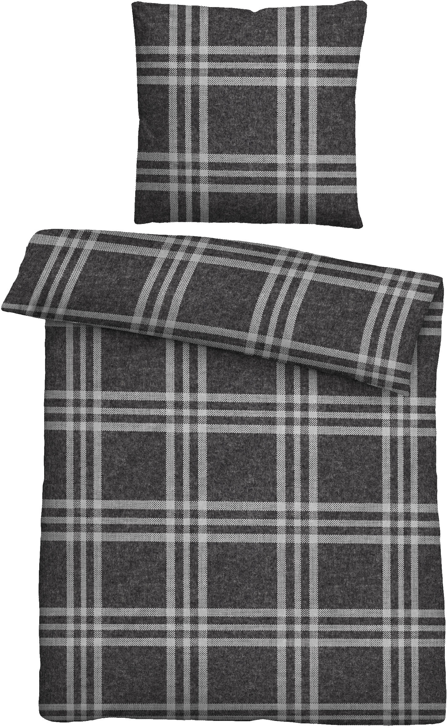 Biberna Bettwäsche "Lya" 2 Stk. tlg. kuschelig warm, weich, Melange, 100% Baumwolle, made in Germany von Biberna