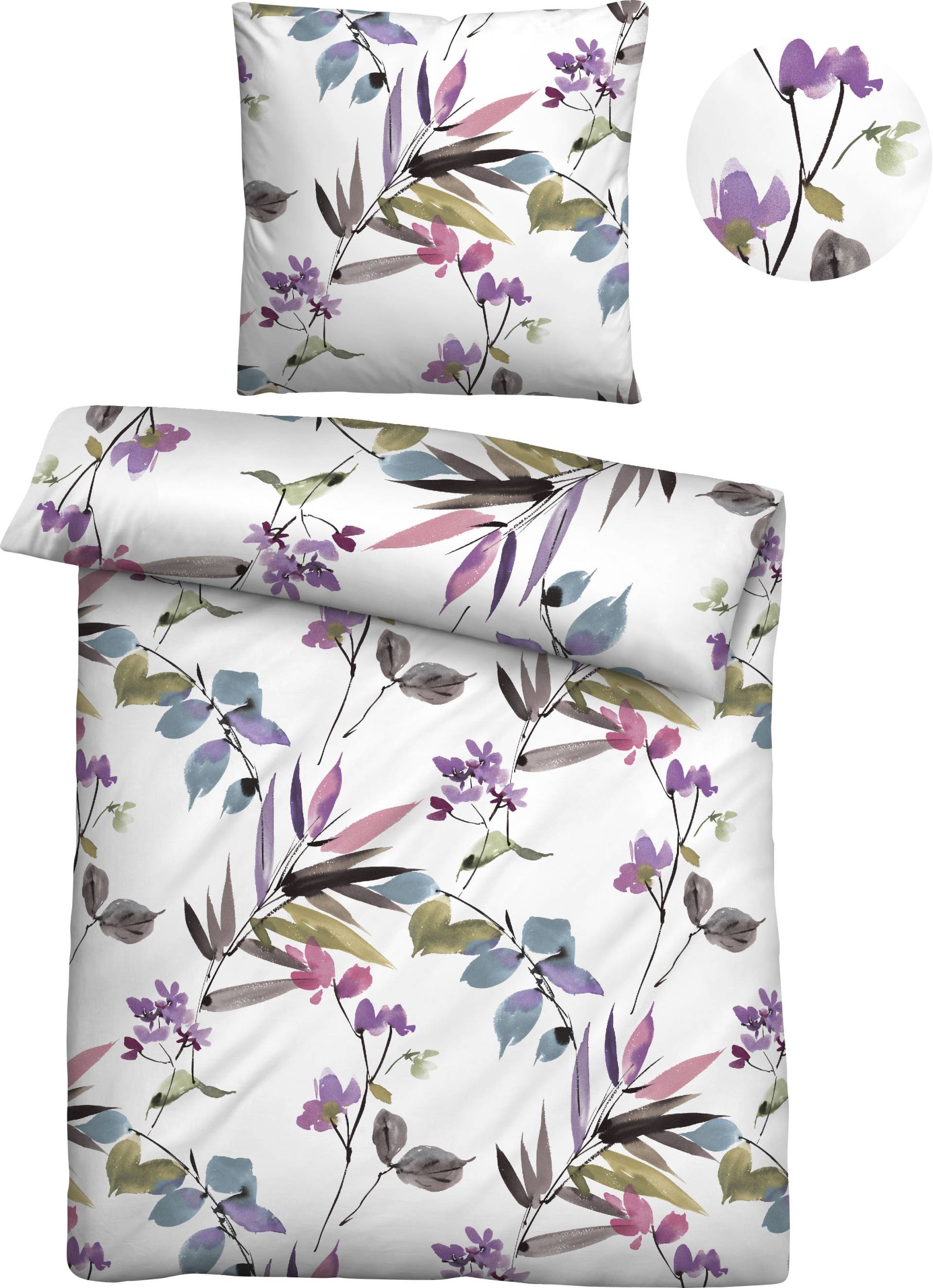 Biberna Bettwäsche "Maria in Gr. 135x200 oder 155x220 cm" 2 Stk. tlg. aus Baumwolle, florale Bettwäsche in Soft-Seersucker Qualität von Biberna