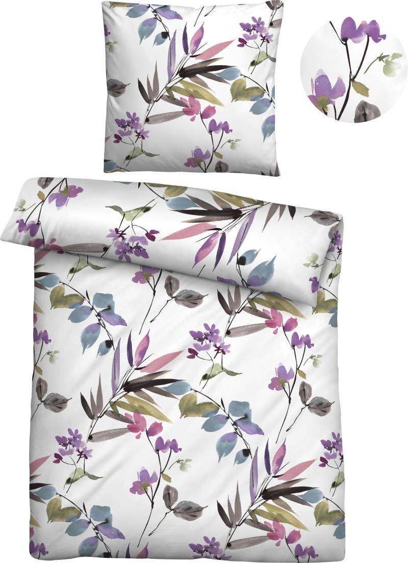 Biberna Bettwäsche "Maria in Gr. 135x200 oder 155x220 cm" 2 Stk. tlg. aus Baumwolle, florale Bettwäsche in Soft-Seersucker Qualität von Biberna