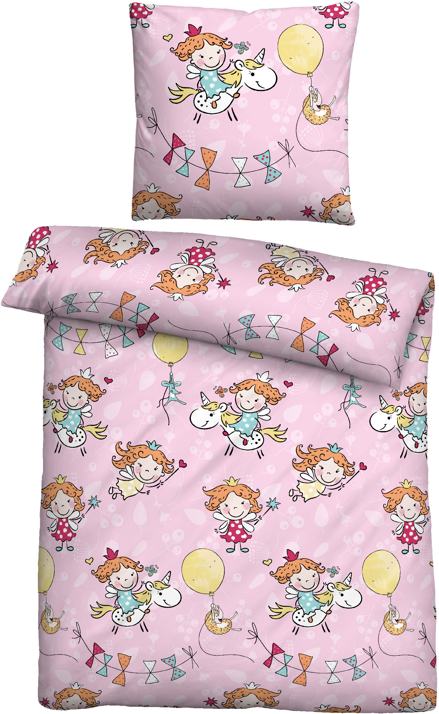 Biberna Bettwäsche "lustige Fee" 2 Stk. tlg. wohlig warm + weich, pflegeleicht, aus 100% Baumwolle, Reißverschluss von Biberna