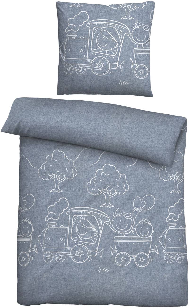 Biberna Kinderbettwäsche "0840521" 2 Stk. tlg. kuschelig warm, samtweich, Melange, 100% Baumwolle, made in Germany von Biberna