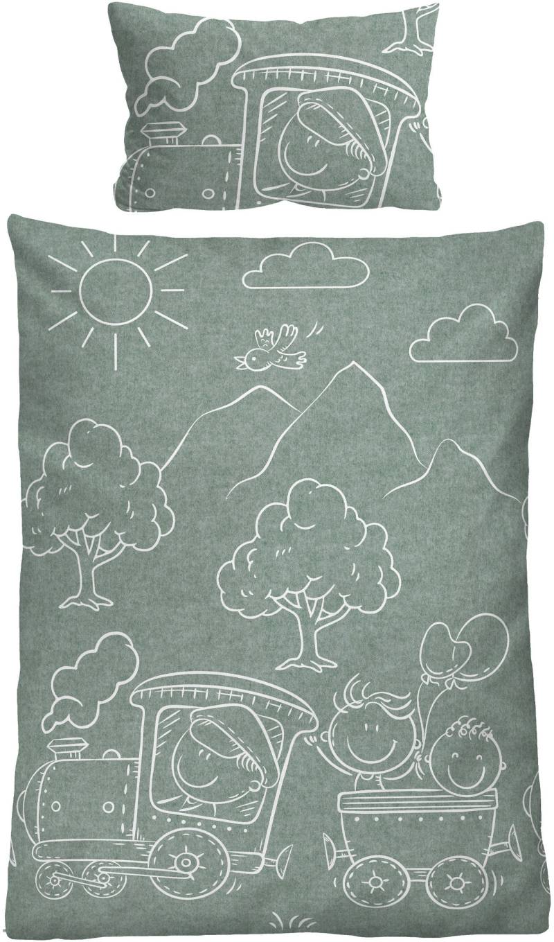 Biberna Kinderbettwäsche "0840521" 2 Stk. tlg. kuschelig warm, samtweich, Melange, 100% Baumwolle, made in Germany von Biberna