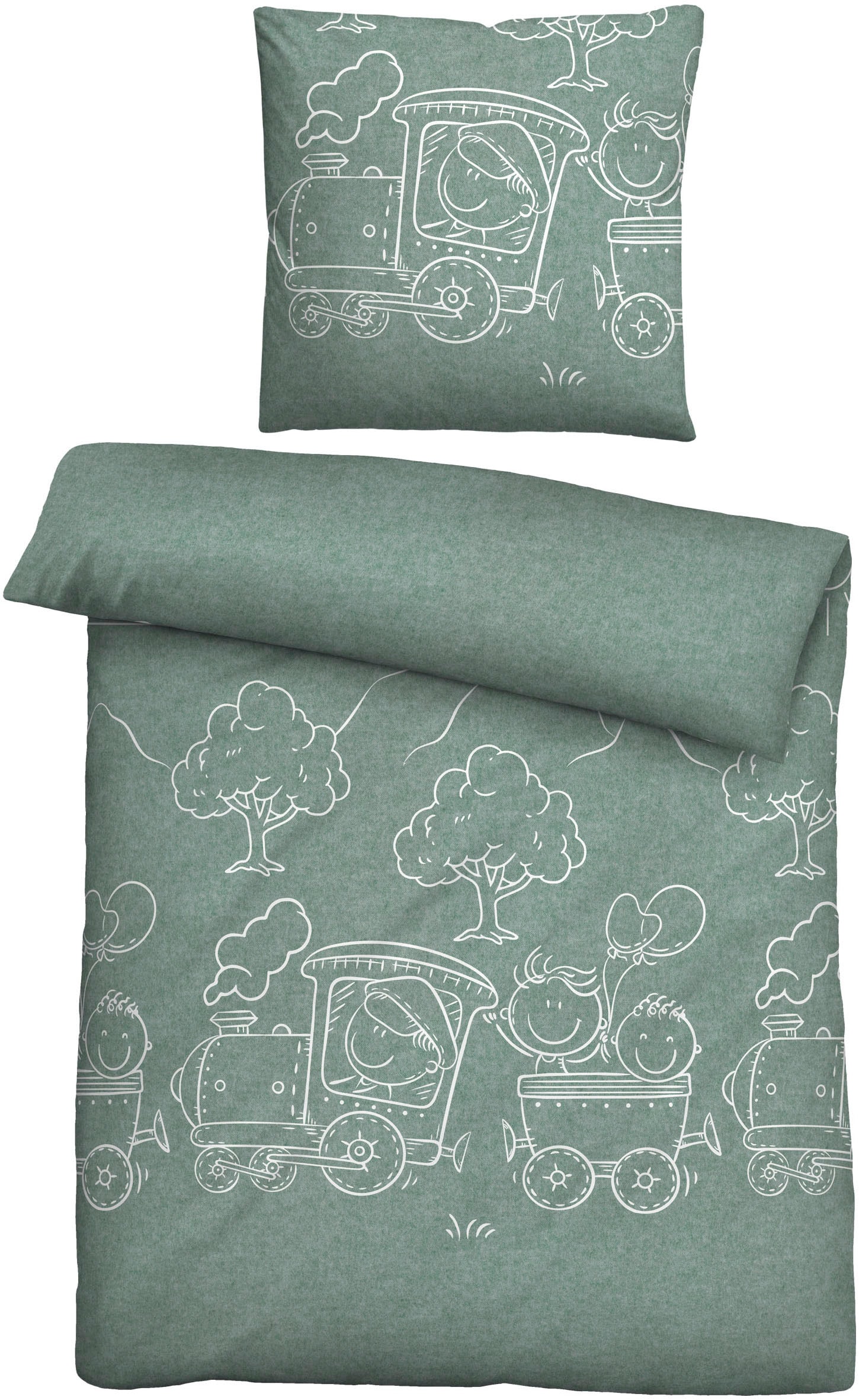 Biberna Kinderbettwäsche "0840521" 2 Stk. tlg. kuschelig warm, samtweich, Melange, 100% Baumwolle, made in Germany von Biberna