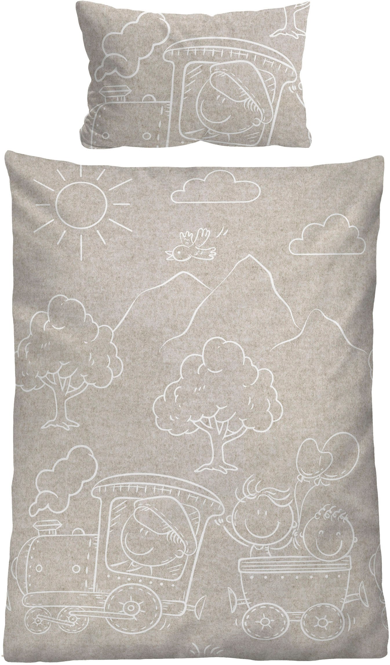 Biberna Kinderbettwäsche "0840521" 2 Stk. tlg. kuschelig warm, samtweich, Melange, 100% Baumwolle, made in Germany von Biberna