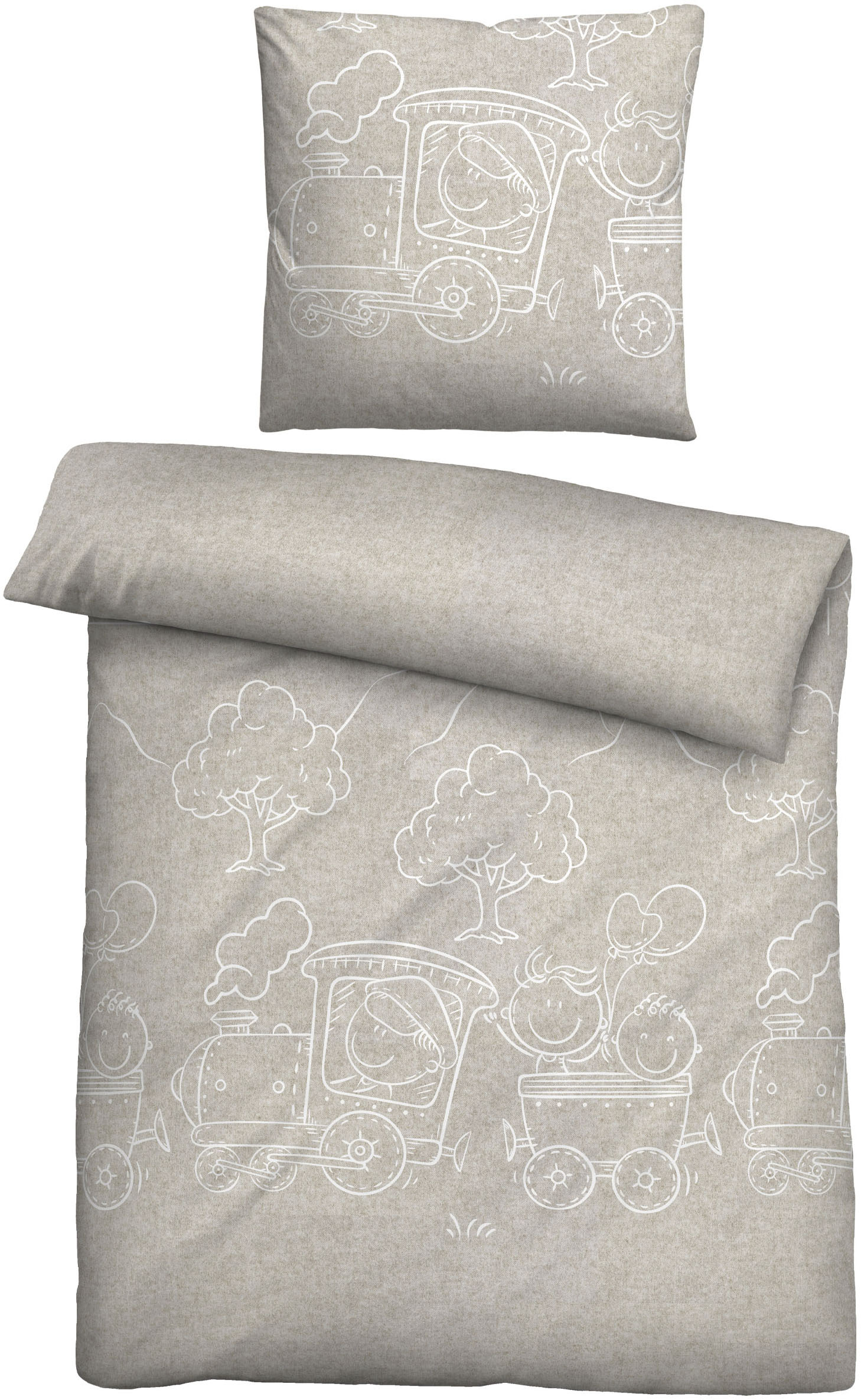 Biberna Kinderbettwäsche "0840521" 2 Stk. tlg. kuschelig warm, samtweich, Melange, 100% Baumwolle, made in Germany von Biberna